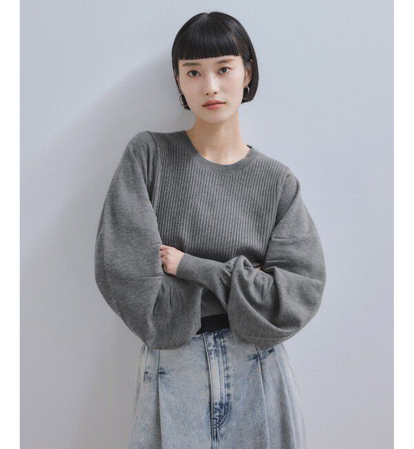 ADAM ET ROPE'「【WEB限定】・【サステナブル】ニュアンススリーブニットプルオーバー」|ニット・セーター|