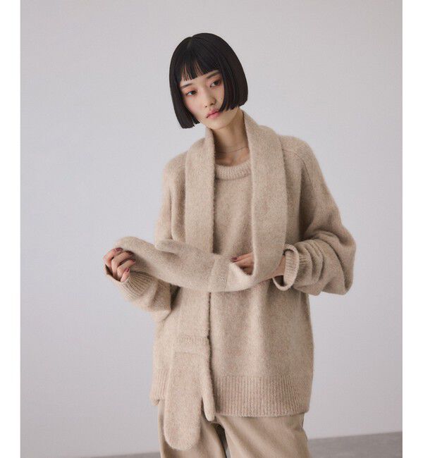 ADAM ET ROPE'「【サステナブル】YAKブレンドタートルニット＆グローブ」|ニット・セーター|