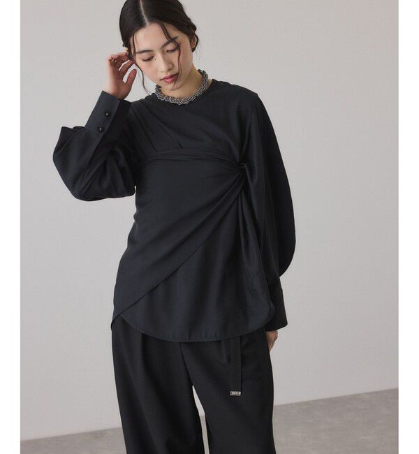 ADAM ET ROPE'「フィブリルロンTEEスカーフブラウス」|シャツ・ブラウス|ブラック(01)