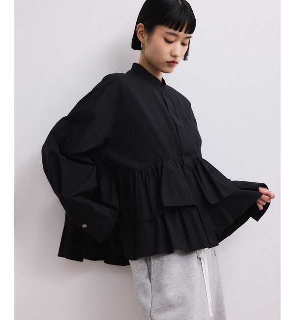 ADAM ET ROPE'「【WEB限定】フリルブラウス」|シャツ・ブラウス|ブラック(01)