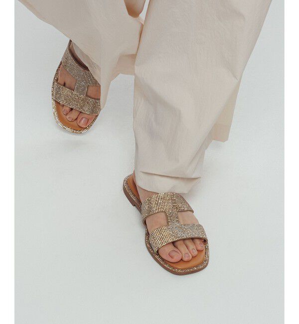 ADAM ET ROPE'「Iストラップラインストーンサンダル」|サンダル|