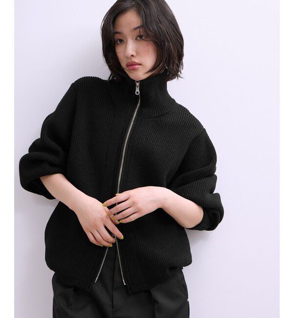 ADAM ET ROPE'「【WEB限定】・【サステナブル】ミックスヤーンジップカーディガン」|カーディガン|