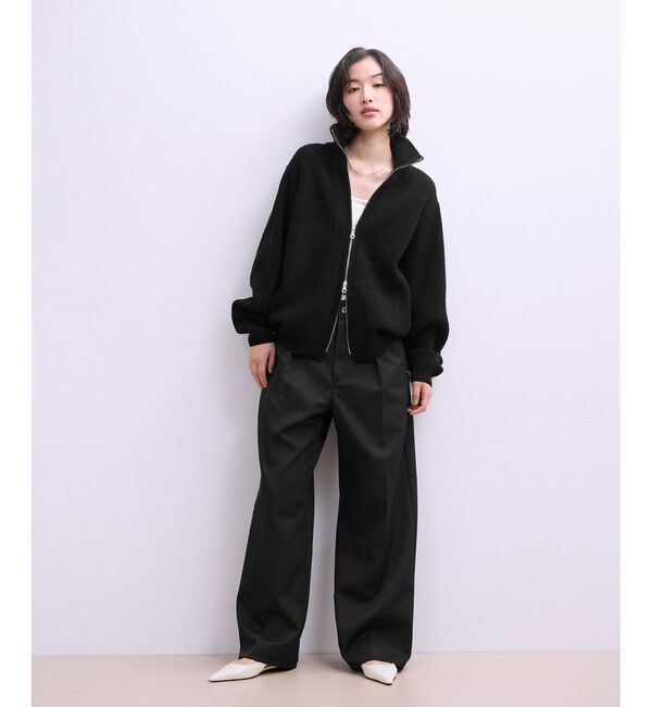 ADAM ET ROPE'「【WEB限定】・【サステナブル】ミックスヤーンジップカーディガン」|カーディガン|