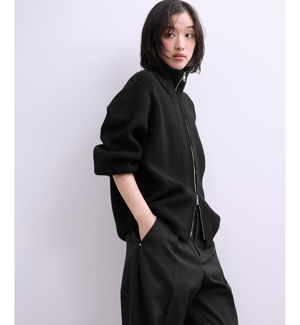 ADAM ET ROPE'「【WEB限定】・【サステナブル】ミックスヤーンジップカーディガン」|カーディガン|