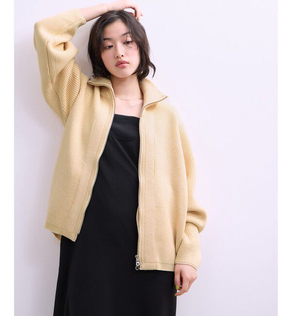 ADAM ET ROPE'「【WEB限定】・【サステナブル】ミックスヤーンジップカーディガン」|カーディガン|