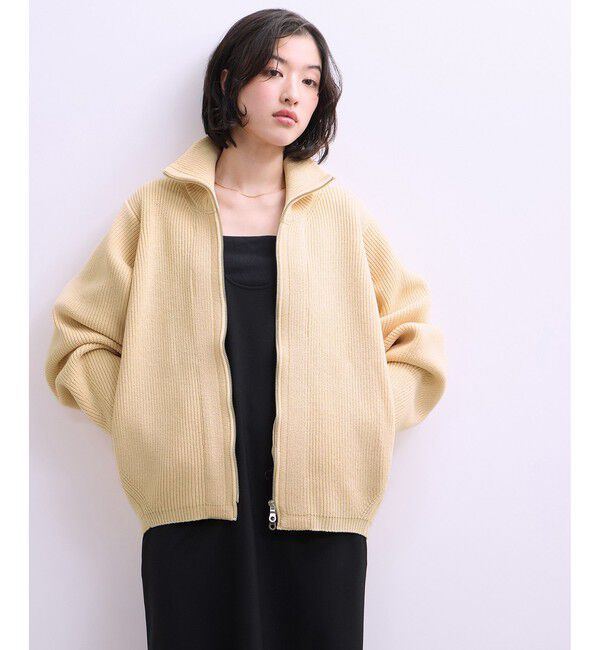 ADAM ET ROPE'「【WEB限定】・【サステナブル】ミックスヤーンジップカーディガン」|カーディガン|