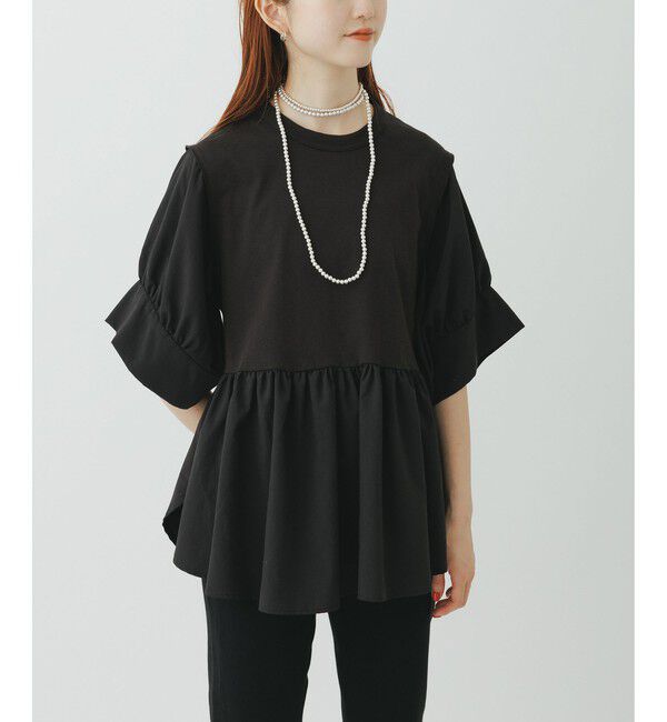 ADAM ET ROPE'「【サステナブル】バウンスカフスプルオーバー」|Tシャツ・カットソー|ブラック(01)