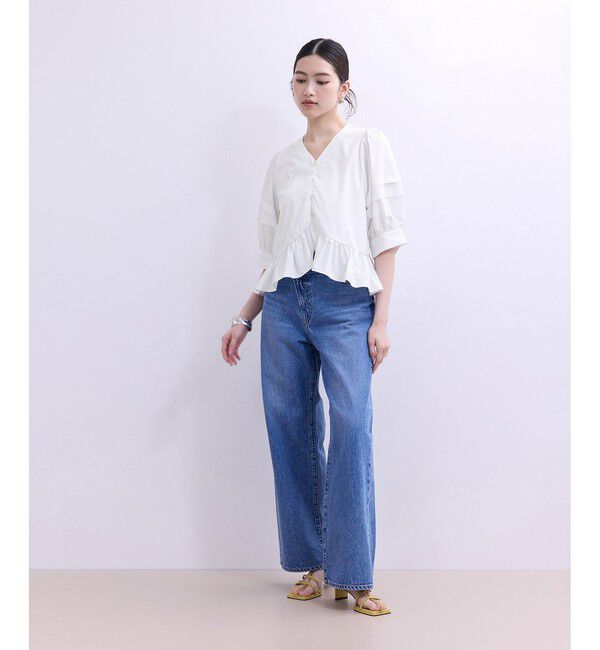 ADAM ET ROPE'「【WEB限定】パフスリーブギャザーブラウス」|シャツ・ブラウス|