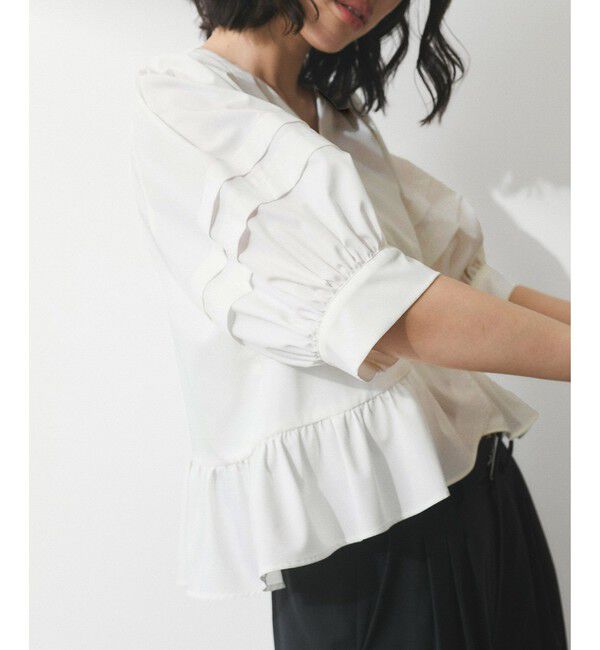 ADAM ET ROPE'「【WEB限定】パフスリーブギャザーブラウス」|シャツ・ブラウス|