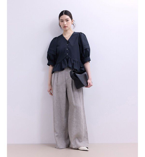 ADAM ET ROPE'「【WEB限定】パフスリーブギャザーブラウス」|シャツ・ブラウス|