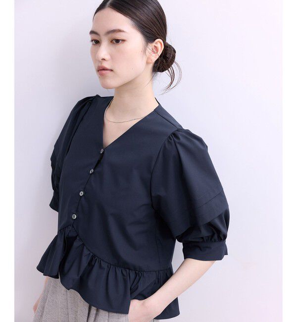 ADAM ET ROPE'「【WEB限定】パフスリーブギャザーブラウス」|シャツ・ブラウス|