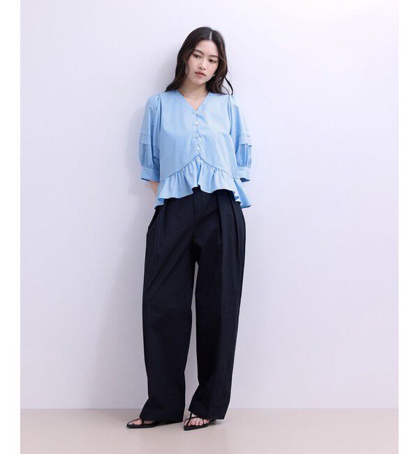 ADAM ET ROPE'「【WEB限定】パフスリーブギャザーブラウス」|シャツ・ブラウス|