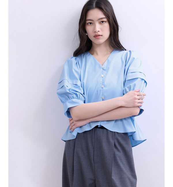 ADAM ET ROPE'「【WEB限定】パフスリーブギャザーブラウス」|シャツ・ブラウス|