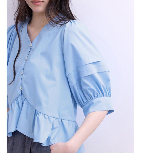 ADAM ET ROPE'「【WEB限定】パフスリーブギャザーブラウス」|シャツ・ブラウス|
