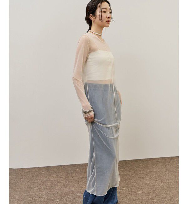 ADAM ET ROPE'「シアーロングスリーブワンピース」|ワンピース|