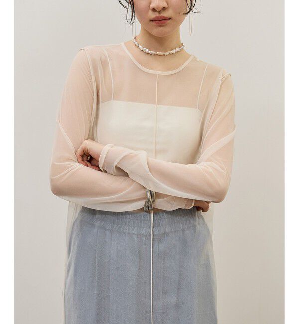 ADAM ET ROPE'「シアーロングスリーブワンピース」|ワンピース|