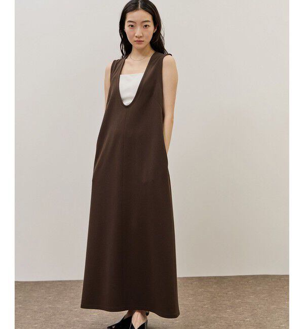 ADAM ET ROPE'「ディープネックカットソーワンピース」|ワンピース|ブラウン系(22)