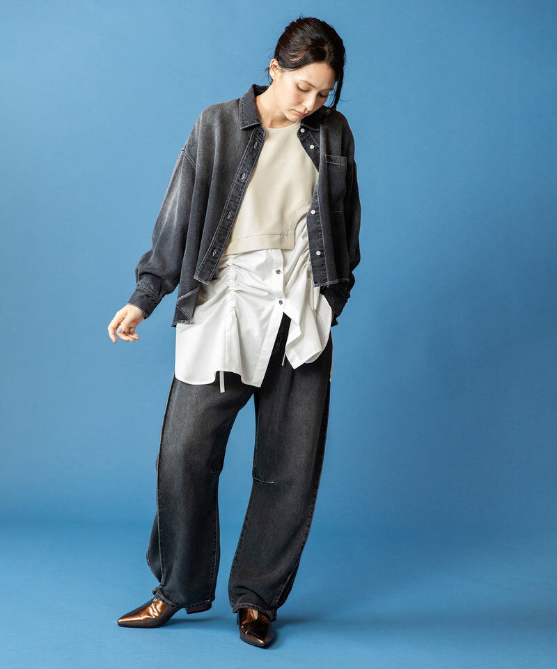  「ドローストリングシャツ切替プルオーバー」|シャツ・ブラウス|