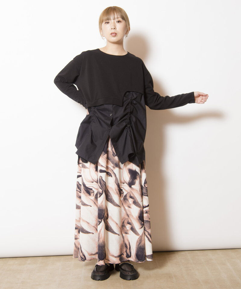  「ドローストリングシャツ切替プルオーバー」|シャツ・ブラウス|