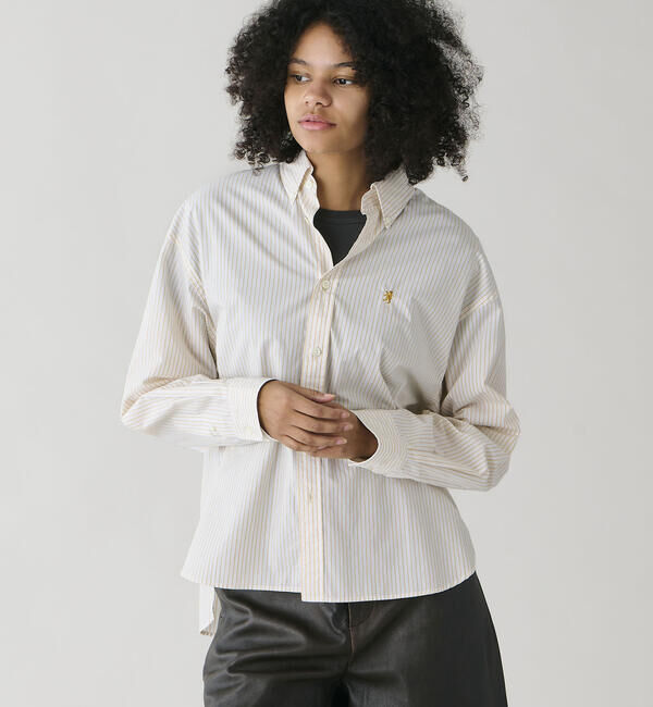 GYMPHLEX「Gymphlex | コットンストライプ ボタンダウン長袖シャツ WOMEN」|シャツ・ブラウス|