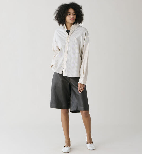 GYMPHLEX「Gymphlex | コットンストライプ ボタンダウン長袖シャツ WOMEN」|シャツ・ブラウス|