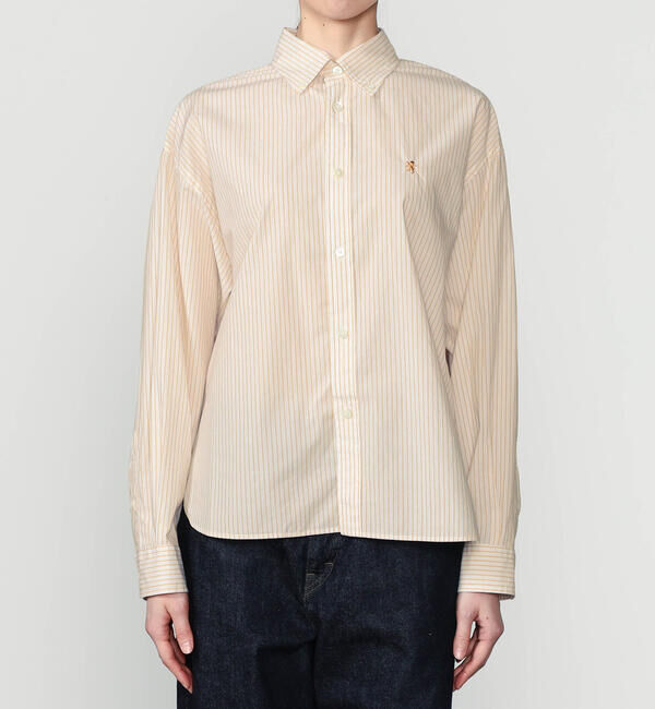 GYMPHLEX「Gymphlex | コットンストライプ ボタンダウン長袖シャツ WOMEN」|シャツ・ブラウス|