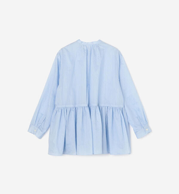 LE GLAZIK「LE GLAZIK | シアーストライプ ギャザーフレアシャツ WOMEN」|シャツ・ブラウス|