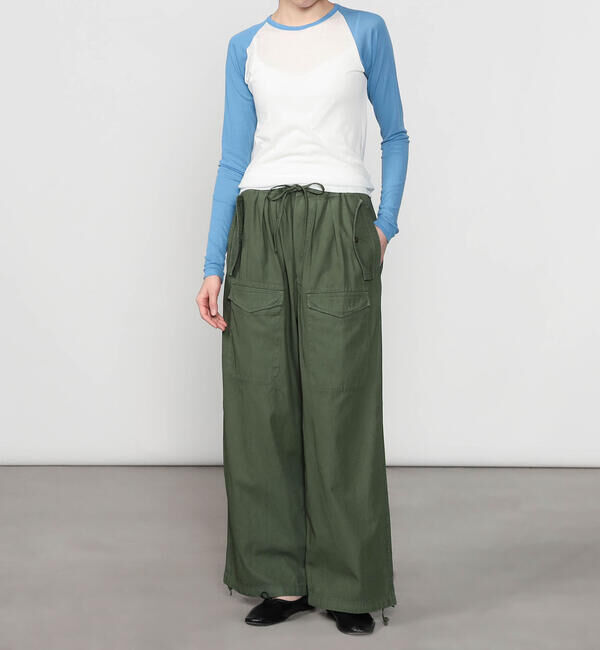  「TICCA | カーゴ ワイドイージーパンツ WOMEN」|チノ|KHAKI系1