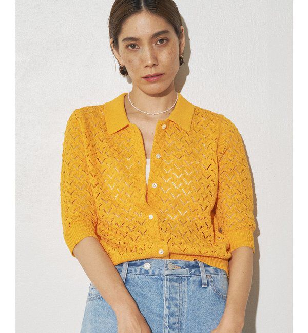 THE PAUSE「【GEMINI】ポロニットプルオーバー」|ニット・セーター|オレンジ