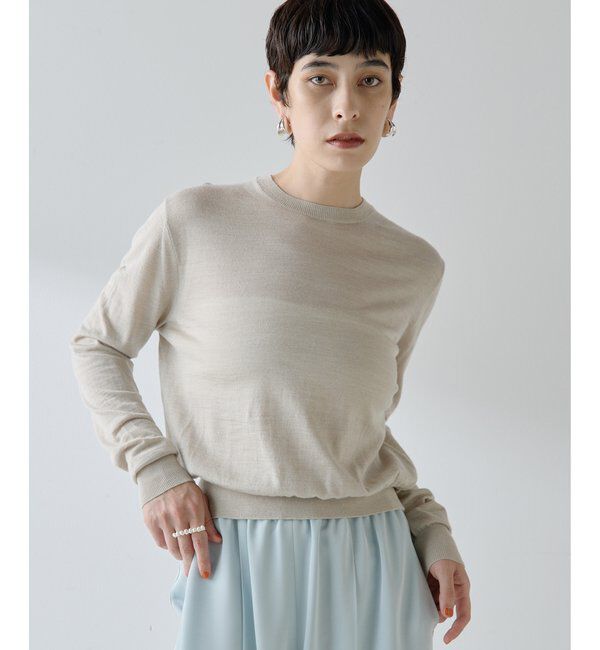  「16Gクルーネックプルオーバー」|ニット・セーター|ライトベージュ