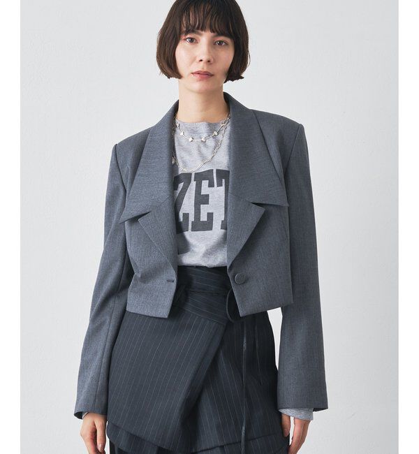  「ウールギャバテーラージャケット」|テーラードジャケット|グレー