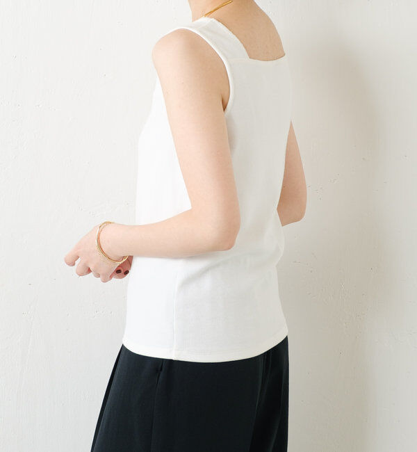  「 シアー切り替えスクエアタンクトップ」|Tシャツ・カットソー|