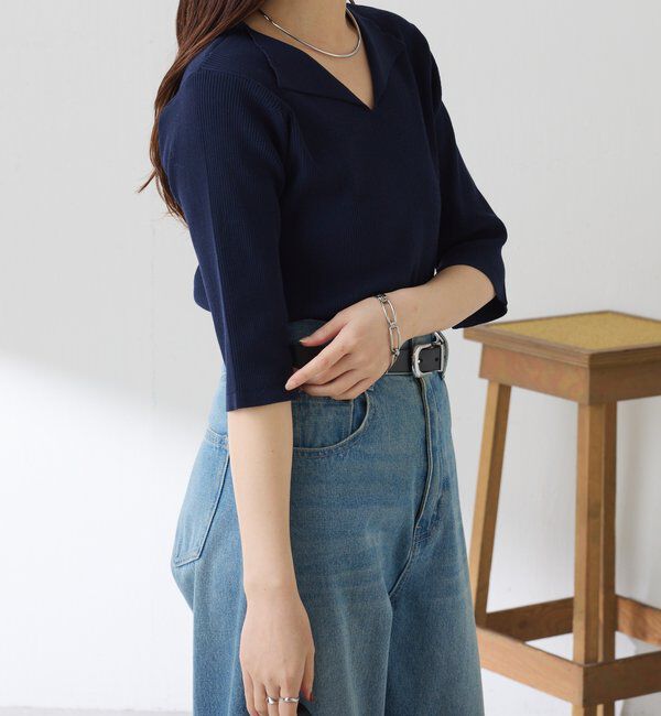  「ハーフスリーブコンパクトニット」|ニット・セーター|