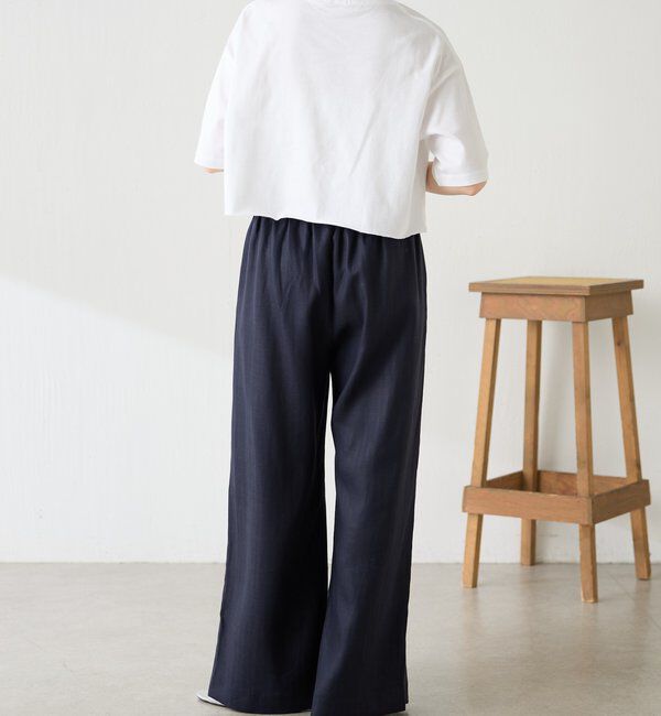  「【人気シリーズ】ゴムベルトリネンワイドパンツ」|チノ|