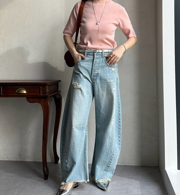  「【ベストセラーアイテム】ダメージカーブデニム」|デニム|