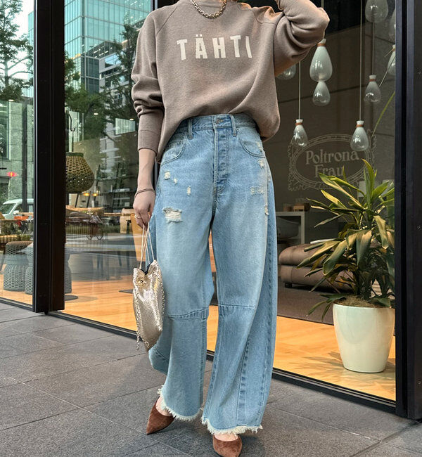  「【ベストセラーアイテム】ダメージカーブデニム」|デニム|