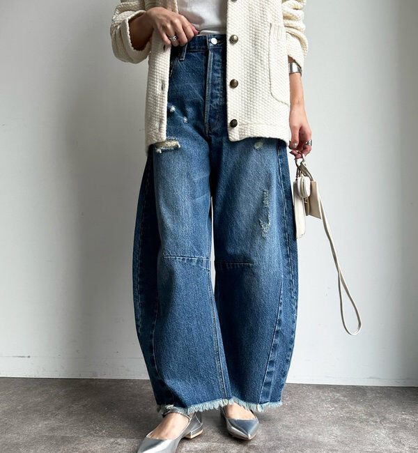  「【ベストセラーアイテム】ダメージカーブデニム」|デニム|