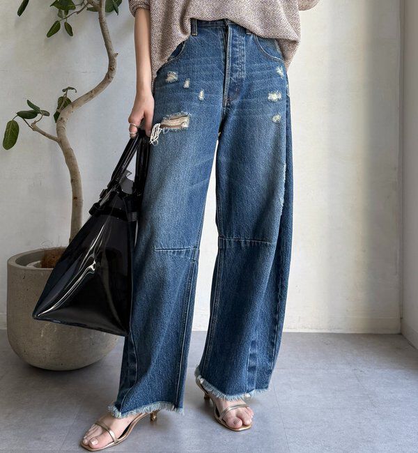  「【ベストセラーアイテム】ダメージカーブデニム」|デニム|