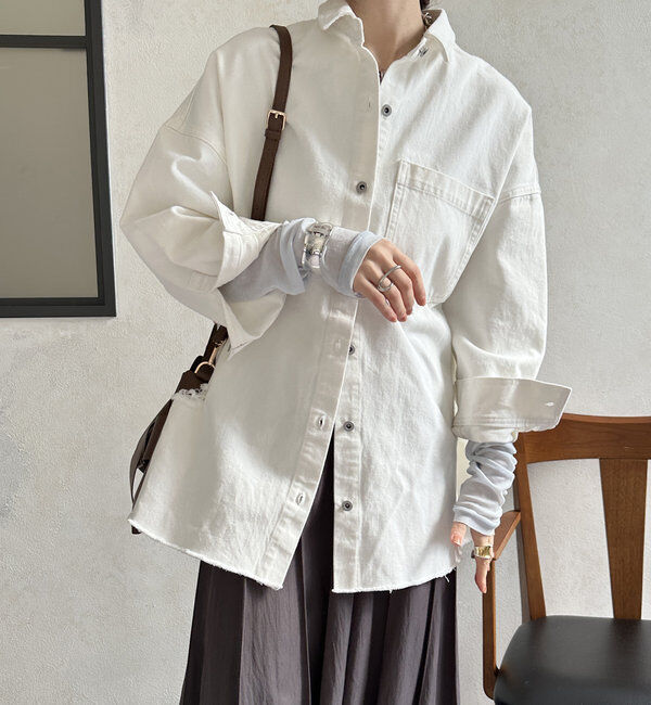  「【新色追加】ダメージデニムシャツ」|シャツ・ブラウス|