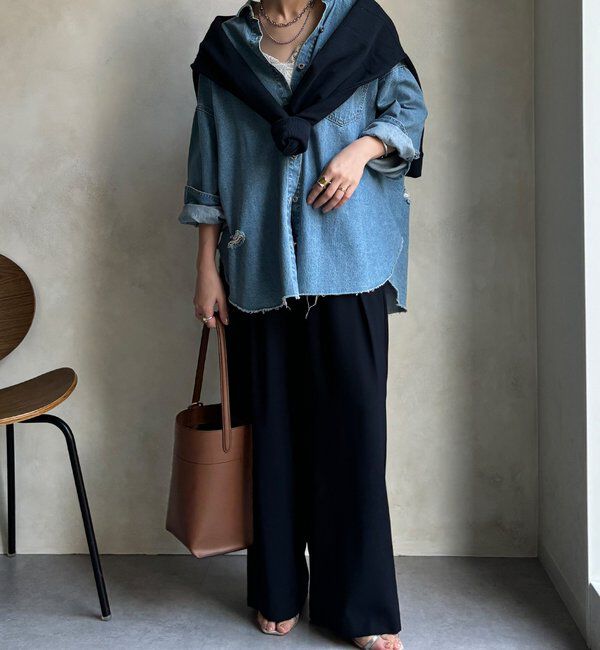  「【新色追加】ダメージデニムシャツ」|シャツ・ブラウス|