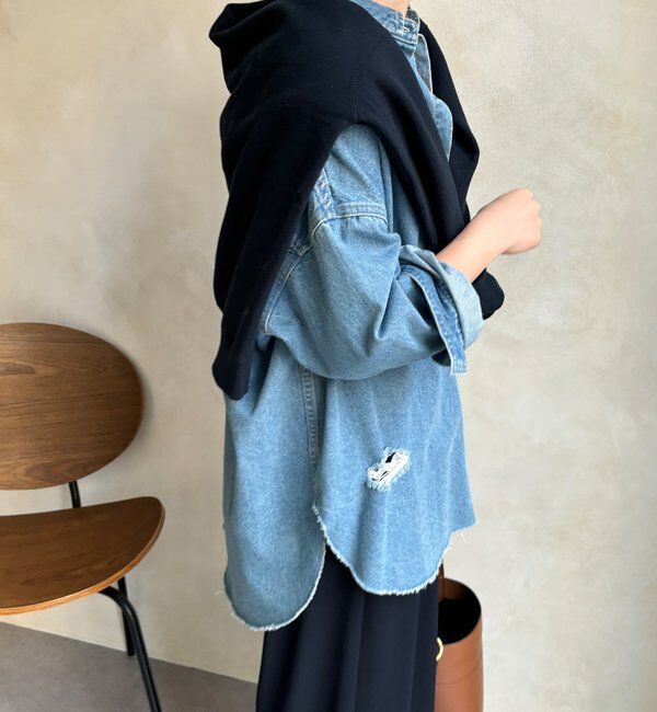  「【新色追加】ダメージデニムシャツ」|シャツ・ブラウス|