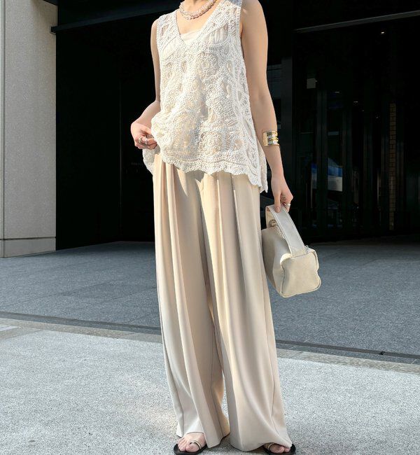  「【累計販売数3万枚突破/21色4サイズ展開！】タックワイドパンツ」|チノ|