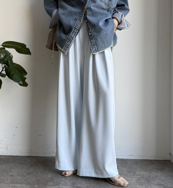  「【累計販売数3万枚突破/21色4サイズ展開！】タックワイドパンツ」|チノ|