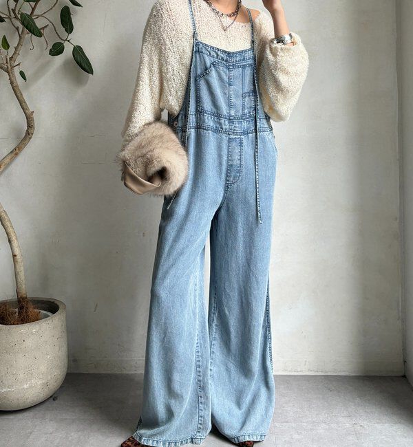  「【新色追加】リヨセルデニムオールインワン」|ワンピース|