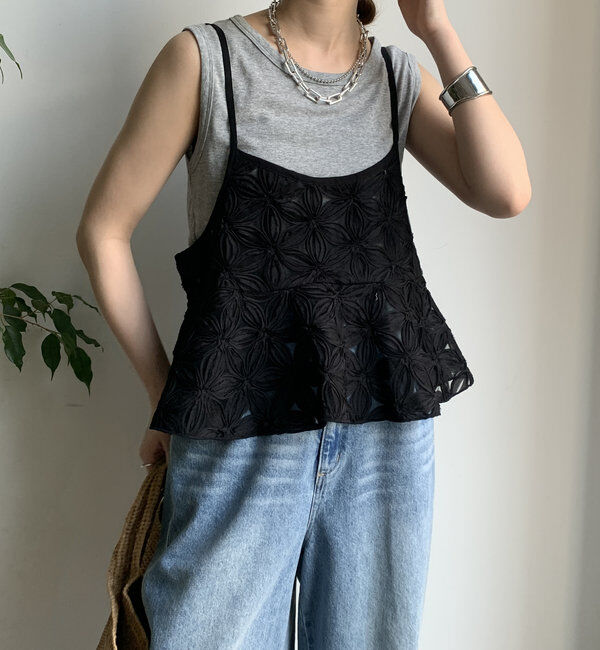  「【WEB限定】チュールフラワーキャミ」|シャツ・ブラウス|