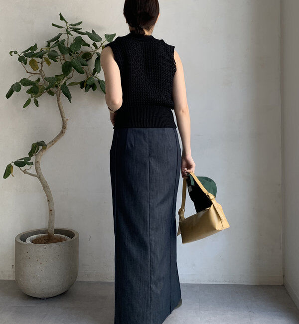  「【一部WEB限定カラー】リヨセルデニムボックスピンタックスカート」|スカート|