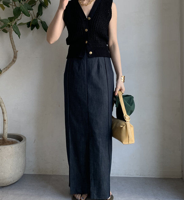  「【一部WEB限定カラー】リヨセルデニムボックスピンタックスカート」|スカート|