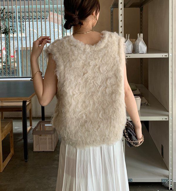  「【REI企画カラーあり】【前後2WAY】シャギーニットベスト」|ニット・セーター|