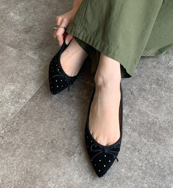  「ポインテッドフラットシューズ」|その他|ブラック