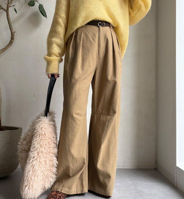  「タックトラウザーパンツ」|チノ|ベージュ